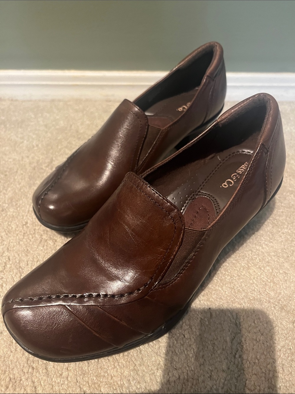 G.H. Bass & Co. Women's Brown Leather Heeled Loafers 8.5